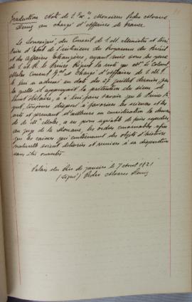 Despacho de 7 de agosto de 1821, de Pedro Álvares Diniz (s.d.), endereçado a Jean-Baptiste Maler ...