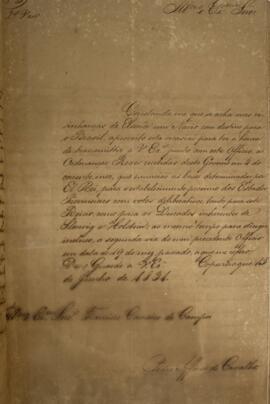 Cópia de ofício enviado por Pedro Affonso de Carvalho para Francisco Carneiro de Campos (1765-184...