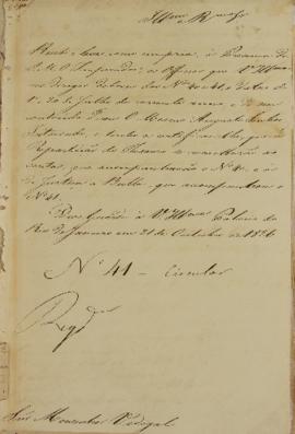 Circular enviado pelo Monsenhor Francisco Corrêa Vidigal (s.d-1838) em 21 de outubro de 1826 sina...