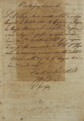 Circular enviada em 15 de novembro de 1828 para Marquês de Caravelas (1768-1836), remetendo o pro...
