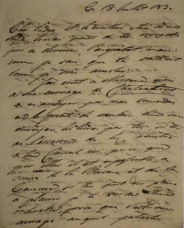 Carta original, sem indicação de autoria, dirigida a Sir Charles Stuart (1779-1845), Barão de Rot...