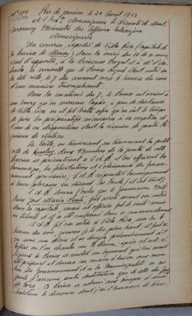 Despacho nº 184, de 20 de abril de 1822, de Jean-Baptiste Maler (s.d.), Cônsul-geral da França no...