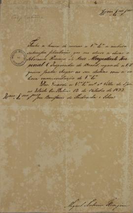 Ofício de 12 de outubro de 1822, de Miguel Antônio Flangini (s.d) para José Bonifácio de Andrada ...