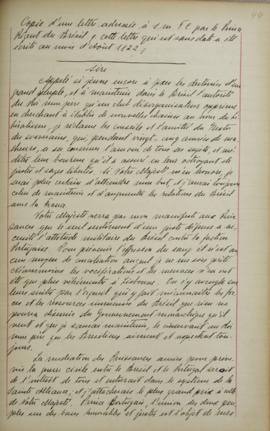 Cópia de um despacho redigida no mês de agosto de 1822, pelo Príncipe Regente, D. Pedro I (1798-1...