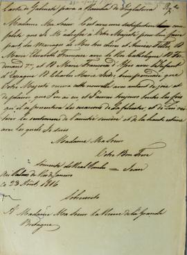Nota diplomática de 23 de agosto de 1816, de D. João VI (1767-1826), dirigida à Rainha da Inglate...