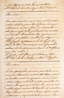 Cópia de ofício enviado pelo Monsenhor Francisco Corrêa Vidigal (s.d.-1838), para José Matheus Ni...