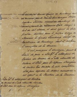 Nota a João Severiano Maciel da Costa (1769-1833), Marques de Queluz, solicitando uma concessão p...