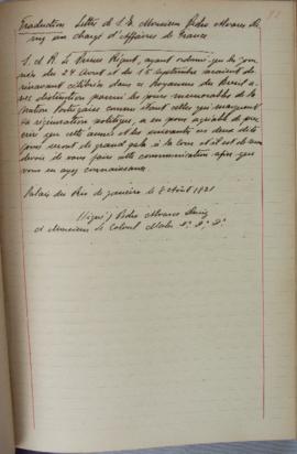 Despacho de 8 de agosto de 1821, de Pedro Álvares Diniz (s.d.), endereçado a Jean-Baptiste Maler ...