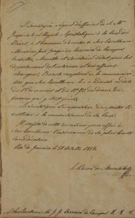 Oficio enviado por Wenzel Philipp Leopold (1784-1851), Barão de Mareschal, a José Joaquim Carneir...