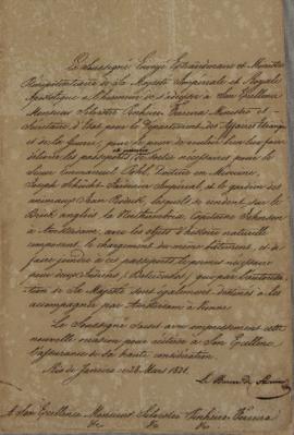 Oficio do Barão de Sturence para Silvestre Pinheiro Ferreira (1769-1846) solicitando a liberação ...
