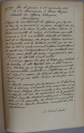 Despacho nº 140, de 15 de novembro de 1821, de Jean-Baptiste Maler (s.d.), Cônsul-geral da França...