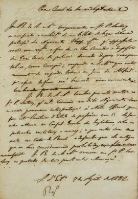 Despacho de 7 de agosto de 1822, de José Bonifácio de Andrada e Silva (1763-1838), conselheiro de...