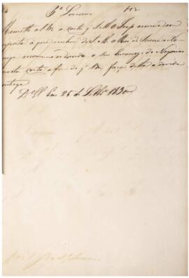 Despacho original enviado para Antônio José da Silva Loureiro (1790-1848), com data de 25 de sete...