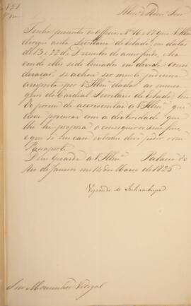 Cópia da carta enviada por Antônio Luiz Pereira da Cunha (1760-1837), Visconde de Inhambupe, ao M...
