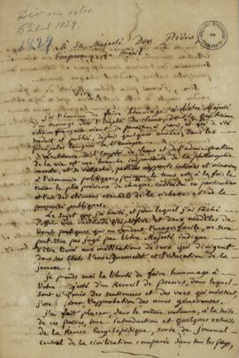 Carta encaminhada ao Imperador D. Pedro I (1798-1834), Informa o envio em anexo de um livro sobre...