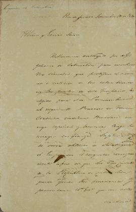 Despacho de Juan María Gómez (1798- 1850) a Miguel Calmon du Pin e Almeida (1794-1865), em 10 de ...