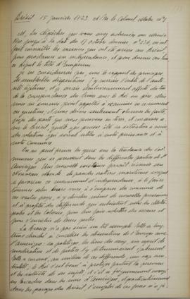 Ofício de 15 de janeiro de 1823, do Visconde de Montmorency, ministro das relações exteriores da ...