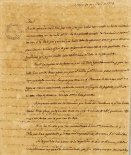Carta de 30 de abril de 1823, sem destinatário e sem remetente, relatando a situação da Cisplatin...