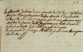 Nota nº 25 informando o recebimento de pagamento do Monsenhor Francisco Corrêa Vidigal (s.d-1838)...