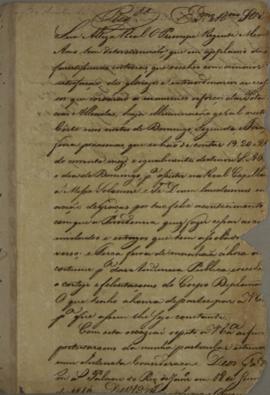 Carta de Andrés Villalla encaminhada ao Príncipe Regente D. João VI (1767-1826), externando a sua...