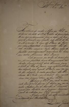Cópia de ofício enviado por José de Araújo Rozo, para Felisberto Caldeira Brant (1772-1842), Marq...