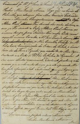 Minuta de Credencial para José Luiz de Souza de 14 de novembro de 1817 enviada por D. João VI (17...