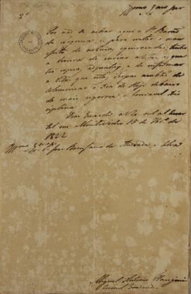Carta de 15 de setembro de 1822, enviada por Miguel Antônio Flangini (s.d) para José Bonifácio de...