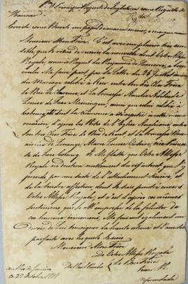 Nota diplomática de 29 de outubro de 1818, de D. João VI (1767-1826), dirigida ao Príncipe Regent...