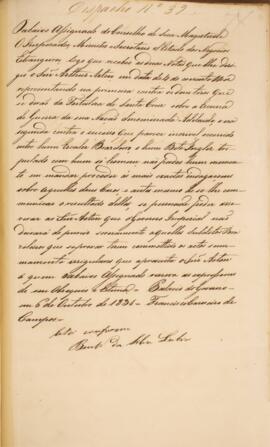 Cópia de despacho expedido por Francisco Carneiro de Campos (1765-1842) com data de 06 de outubro...