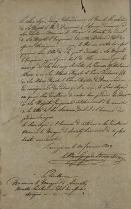 Ofício de 30 de janeiro de 1829, do Barão George de Lowenstern, endereçada a João Carlos Augusto ...