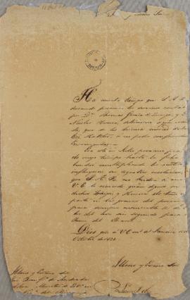 Ofício de 11 de outubro de 1822, enviado por Lucas José Obes (1782-1838) para José Bonifácio de A...