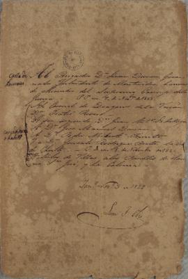 Carta enviada em 3 de novembro de 1822 para Juan José Durán (s. d.), com louvores e honrarias a m...