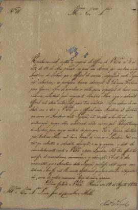 Oficio nº 11 encaminhado a Luis José de Carvalho e Melo (1764-1826) informando o recebimento do o...