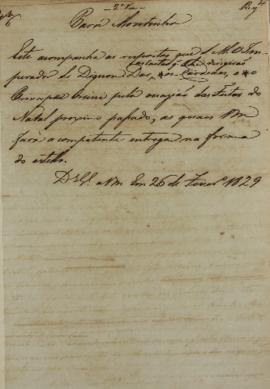 Despacho enviado para Luiz Moutinho Lima Alvares e Silva (1792-1863) em 26 de fevereiro de 1829 c...