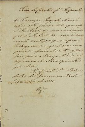 Circular enviada para Espanha, em 23 de dezembro de 1815. O documento diz que o Príncipe Regente ...