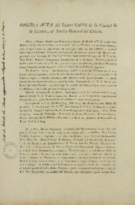 Ofício e ata de 10 de abril de 1824 enviados a Tomás García de Zuñiga (1780-1843) contendo a apro...