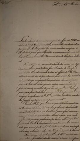 Cópia de ofício enviado por Manoel Telles da Silva Lobo, para Felisberto Caldeira Brant (1772-184...