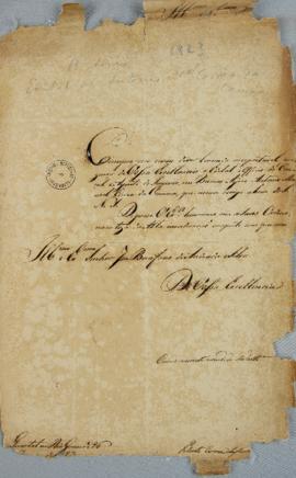 Ofício de 26 de janeiro de 1823, enviado por Bento Corrêa da Câmara (1786-1851) para José Bonifác...