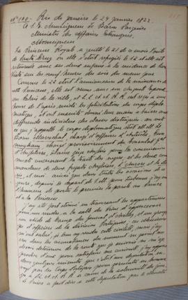 Carta nº 160, de 24 de janeiro de 1822, de Jean-Baptiste Maler (s.d.), Cônsul-geral da França no ...