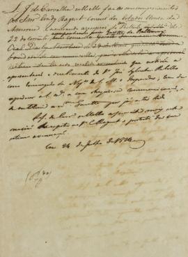 Minuta de 24 de julho de 1824, de Luis José de Carvalho e Melo (1764-1826), conselheiro, ministro...