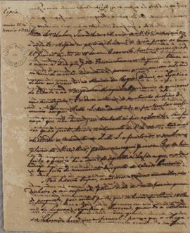Ofício enviado por Lucas José Obes (1782-1838) a José Bonifácio, em 25 de fevereiro de 1823, info...