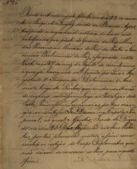 Cópia de despacho n.26 enviado por João Carlos Augusto de Oyenhausen-Gravenburg (1776-1838), Marq...