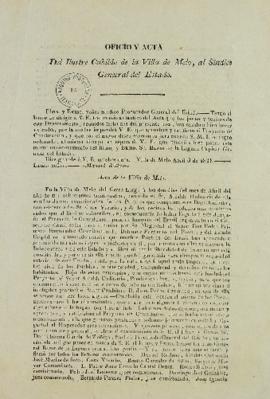 Ofício e ata de 3 de abril de 1824 enviados ao Barão da Laguna (1764-1836) contendo a aprovação d...