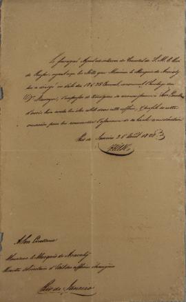 Despacho de 25 de agosto de 1828, assinado pelo agente do consulado da Prússia, endereçado a João...