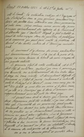 Carta nº 3 de 11 de outubro de 1823, dirigida a Jacques-Marie Aymard (s.d.-1837), Conde de Gestas...