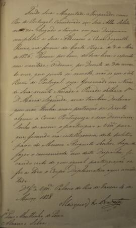 Despacho original enviado por João Carlos Augusto de Oyenhausen-Gravenburg (1776-1838),  Marquês ...