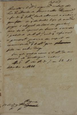 Minuta de despacho de 22 de setembro de 1826, endereçada a Condy Raguet (1784-1842), Cônsul dos E...