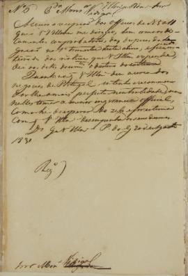 Protocolo enviado para Francisco Corrêa Vidigal (s.d-1838) em 20 de agosto de 1831 acerca da rece...