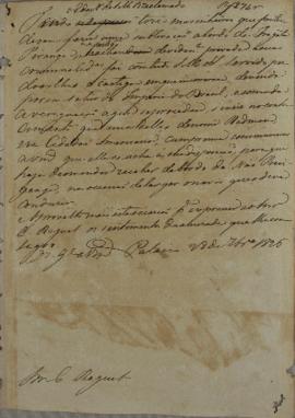 Minuta de despacho de 28 de setembro de 1826, do conselheiro, ministro e secretário de Estado dos...