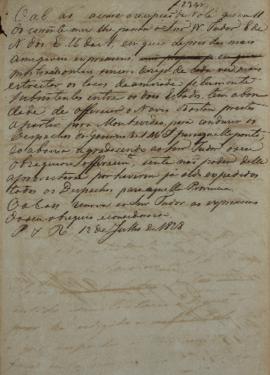 Minuta de despacho de 12 de julho de 1828, do conselheiro, ministro e secretário de Estado dos ne...